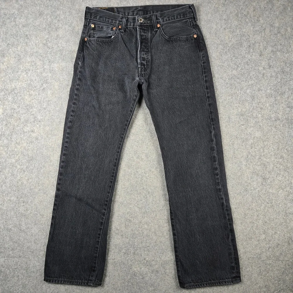 Levi 501 Original Fit Jeans Mens 32x30 Black Denim Button Fly Straight Leg Y2k